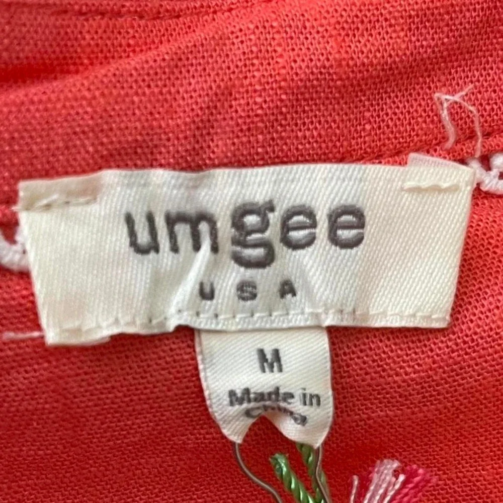 Umgee USA Medium Coral bubble linen dress NWT - Picture 7 of 7